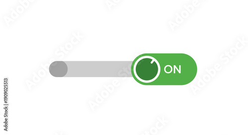 On toggle switch button, green color, technology concept