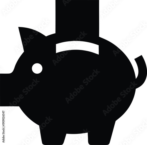 piggy bank with coin slot silhouette vector illustration on transparent background