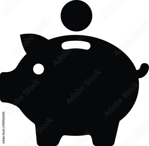 piggy bank with coin slot silhouette vector illustration on transparent background
