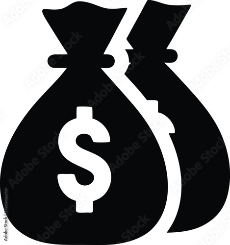 money bag silhouette vector illustration on transparent background