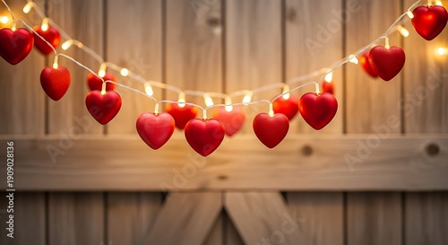 Wallpaper Mural String lights with heart shapes creating a romantic and festive atmosphere. Torontodigital.ca