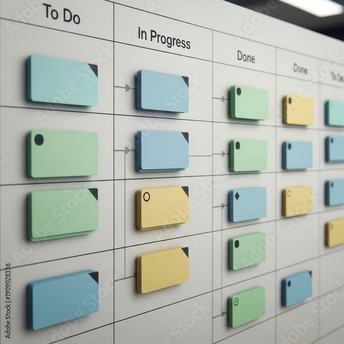 Colorful Kanban Board for Project Management and Task Organization