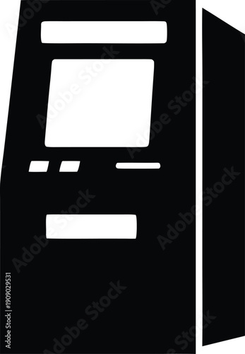 atm machine silhouette vector illustration on transparent background