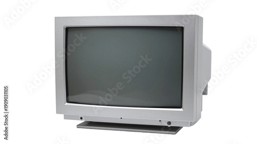 Vintage CRT monitor isolated on white background, a relic of early computing technology with a retro feel