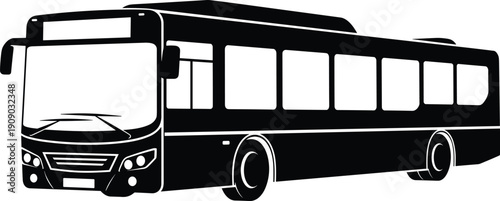 High Quality Silhouette Illustration of a Modern City Bus in Side View Perspective Featuring Large Windows and Sleek Design for Urban Transportation Graphics