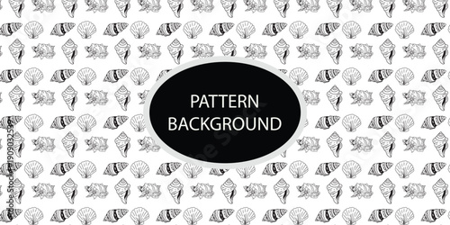 outline shell pattern. pattern of sea shell and star fish