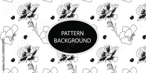 Flowers bouquet seamless pattern in outline style.