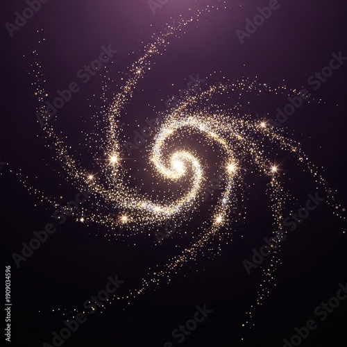 Cosmic Spiral Galaxy with Bright Stars and Mystical Background
