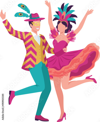 Carnival Festival Couple Performing Dance Party 