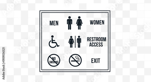 Restroom Signage with Universal Symbols and Accessibility