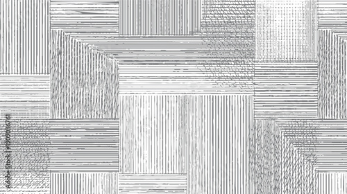 Seamless pattern of grey lines on white background with varied line directions and densities texture