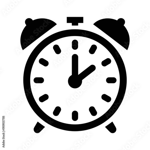 A simple illustration of an alarm clock signals the passage of time.