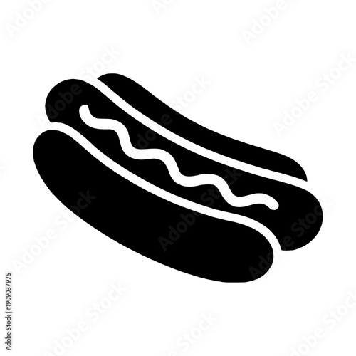 A classic hot dog in a bun with a wavy sausage design
