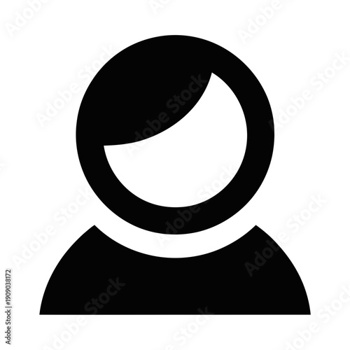 A simple black and white icon of a person's head and shoulders