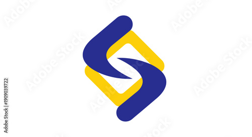 Blue and Yellow Abstract Logo Design.