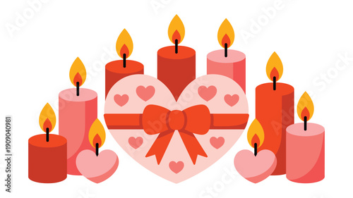 A heartwarming Valentine's Day illustration with candles and a gift box