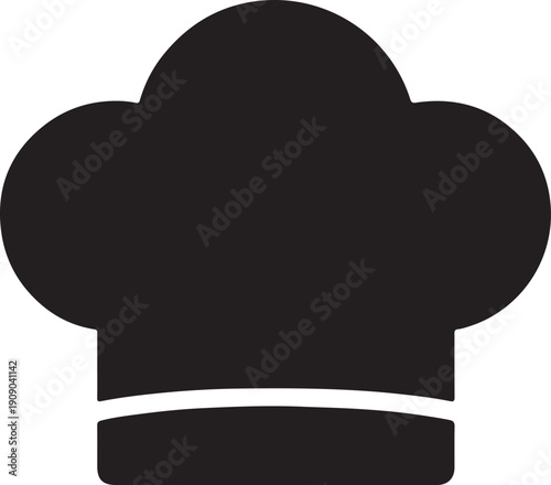 Vector silhouette icon of a chef hat with smooth curves for cooking and restaurant design.