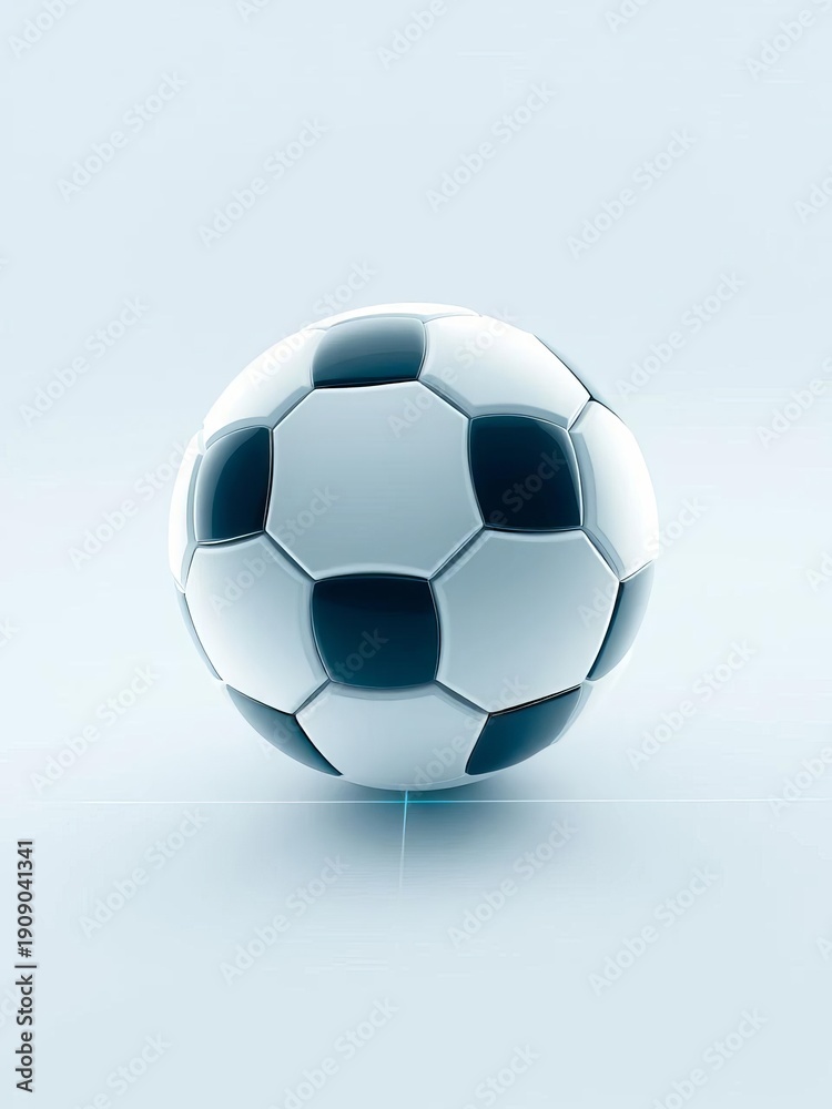 Naklejka premium White soccer ball surrounded by subtle grid lines on a clean background, geometry, design