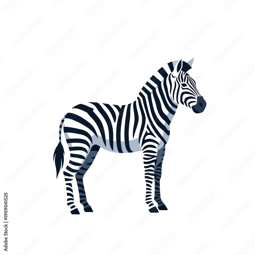 Obraz premium Stylized Zebra Illustration, Black and White Stripes, African Wildlife Icon