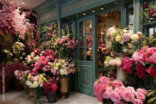 A beautiful flower shop with a variety of colorful flowers on display