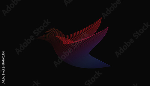 Cool and unique vector shapes of color gradients and lines of birds with a black background for various design needs, wallpapers, and many other needs