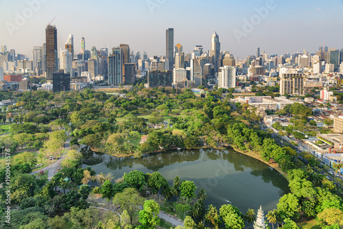 Wallpaper Mural Awesome aerial view of Lumphini Park and Bangkok city, Thailand Torontodigital.ca