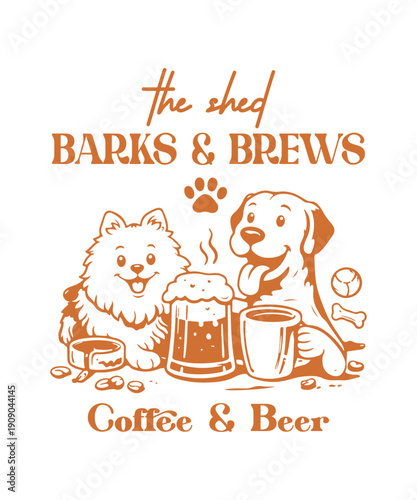 barks & brews coffee And beer t-shirt design