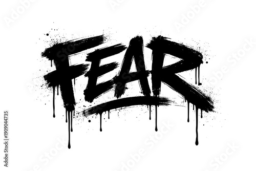 Bold dripping graffiti style word art with fear theme