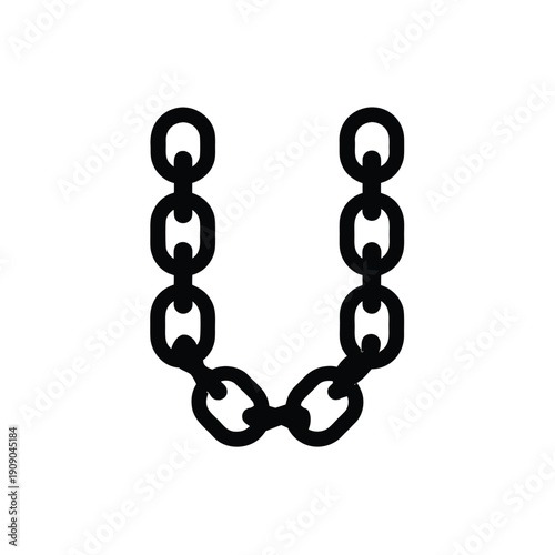 Chains Silhouette Vector Icon on White Background