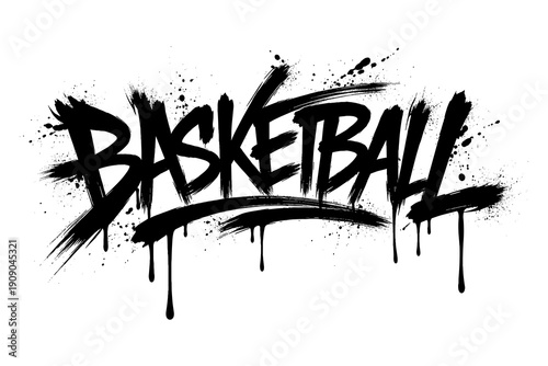 Dynamic graffiti style basketball art with dripping paint effect