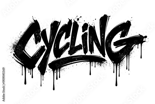 Graffiti style cycling typography with urban street art vibes
