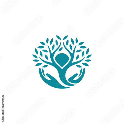 Human tree logo for wellness and care