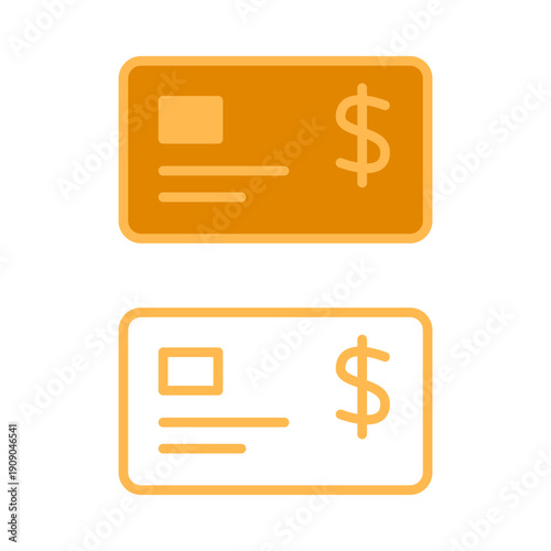 Orange and gold credit card icons, Digital payment and banking illustration, Financial transaction and membership card symbol, Contactless payment technology, line art card set for e-commerce