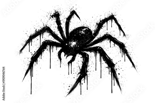 Grunge dripping spider: dynamic ink splatter artwork with distressed effect