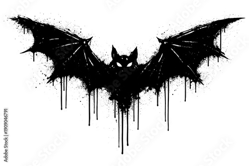Spooky dripping bat silhouette with grunge effect for halloween themes