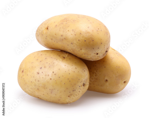 pile of young potatoes isolated on a white background, clipping path, organic
