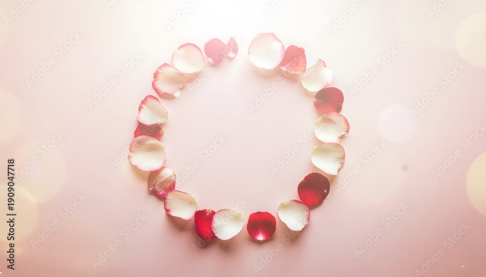 Obraz premium Rose Petals Arranged in Circle on Soft Pink Background