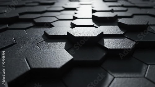 Dark hexagonal surface abstract pattern background industrial structure