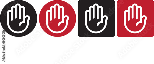 Raised hand icon symbolizing stop or interaction. Stop hand icon. Raised hand icon for templates, web design and infographics. EPS10

