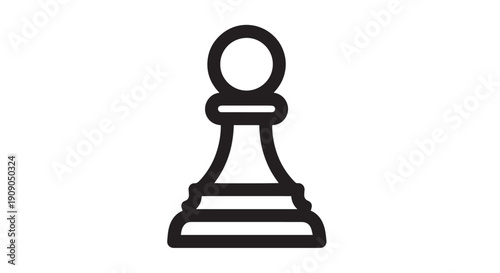 Simple black and white outline icon depicting a classic chess pawn piece isolated on a white background
