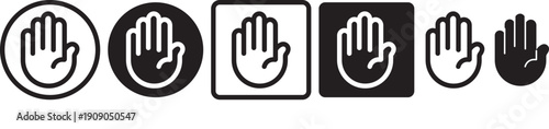 Raised hand icon symbolizing stop or interaction. Stop hand icon. Raised hand icon for templates, web design and infographics. EPS10
