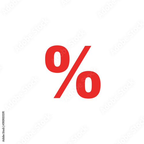 Bright red percentage symbol on white, representing sales, discounts, and financial data. Versatile graphic for business promotions, reports, and marketing visuals