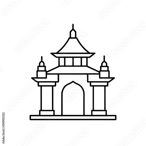 Traditional asian pavilion with tiered roof architecture