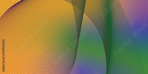 Green and  yeallow light coral abstract shape grainy gradient background on black backdrop with noisy texture for wide banner poster and header design