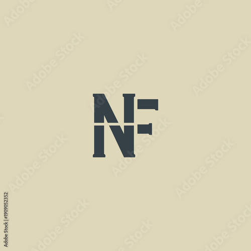 NF Abstract Initial Logo. Clean, high-contrast typography suitable for branding, identity, and corporate design. Ideal for logos, signage, and minimalist graphic projects.