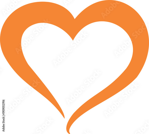 Orange heart love line art  
