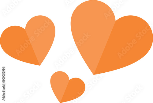 Orange heart love line art  