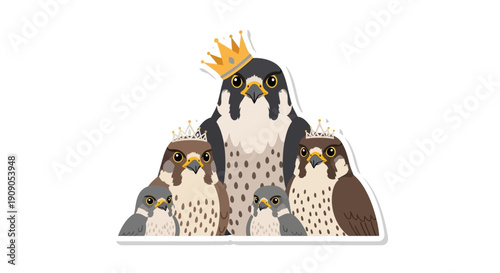A Proud Falcon King Crowned Sits With His Family In A Royal Setting