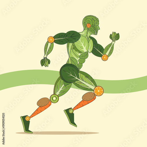 Illustration of Human Body Running Motion.