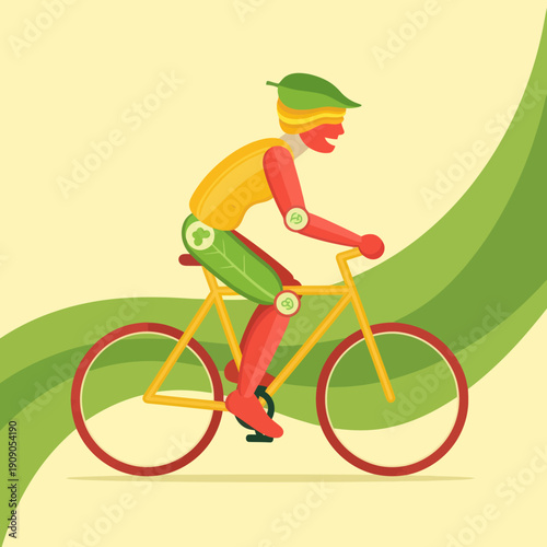 Illustration of Cyclist Riding a Bicycle.